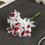 Букетик декор для творчества "Белые хризантемы, красный" (букет=12 цв.), 10 см, 3744968