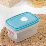 Контейнер для обеда (пластик) 600 мл, MICRO TOP BOX, 14×9,8×7,6 см, прозрачный, голубой, (прямоугольный), МРТ1541ГПР