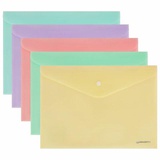 Папка на кнопке А4 180 мкм BR "PASTEL", непрозрачная, пастельные цвета ассорти  (вместимость до 100 листов), 272866