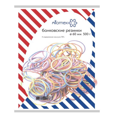 Резинки банковские 500 г Attomex, диаметр 60 мм,  цветные, 4152304