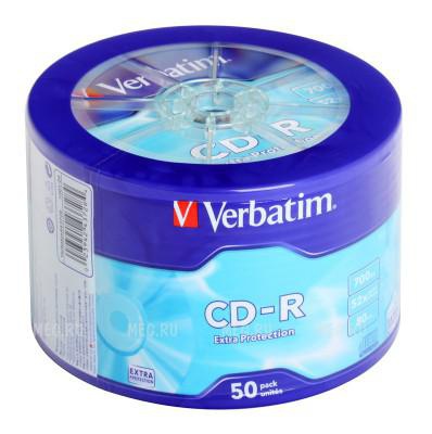 Диск CD-R VERBATIM 700мб 52х Cake Box (25шт)