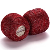 Пряжа Yarnart Camellia 50г/450м (91% полиэстер, 9% металлик), красный 416