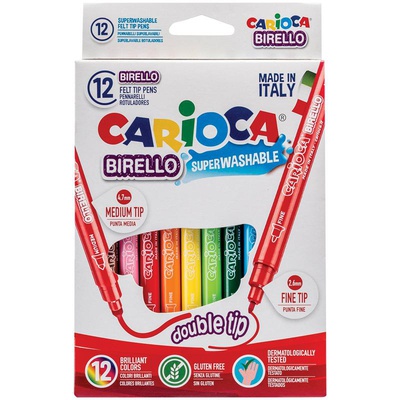Фломастеры двусторонние CARIOCA"Birello" 12цв., 1-4.7мм, смываемые 41457