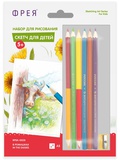 Набор для рисования скетча цветными карандашами, ФРЕЯ "В ромашках", 21*14,8см, цветные карандаши 9шт. 9цв., основа для рисования (чертежная бумага 200 гр), точилка ( 8+ ) RPSK-0028