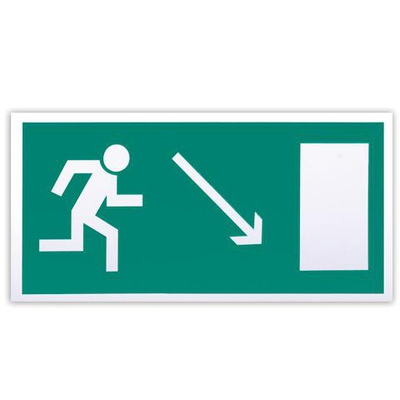 Знак эвакуационный "Направление к эвакуационному выходу направо вниз", 300х150 мм, самоклейка, Е 07  [610584]