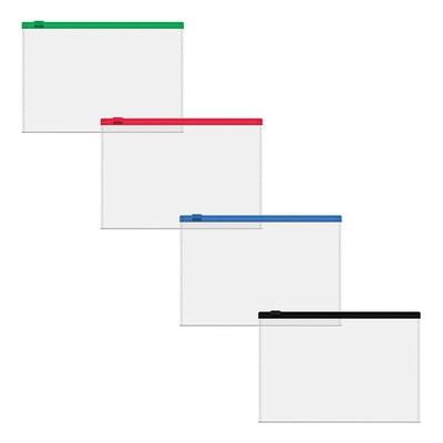 Папка на молнии С6 ErichKrause Fizzy Clear, c цветной молнией, прозрачная, ассорти Zip Pocket  ЕК50329