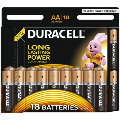 Батарейки DURACELL Basic, AA LR6, алкалиновые, КОМПЛЕКТ 18 шт/уп, в блистере, 1,5 В
