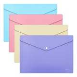 Папка-конверт на кнопке А4, 180 мкм ErichKrause® Diagonal Pastel, непрозрачная, цвет ассорти (голубой, желтый, розовый, фиолетовый) ЕК50323