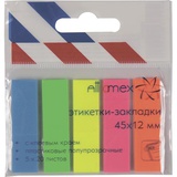 Закладки  самоклеящиеся, 45*12 мм, 5 цв.*20 л., Attomex,  пластик, неон, в блистере, 2011703