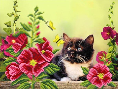 Канва/шелк (бисер) 28х34см Котофей М/П,  [4115]