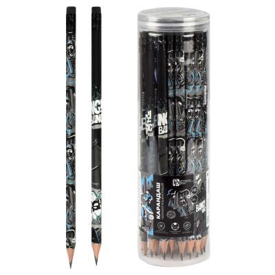 Карандаш чернографитный HB "Бунтарский дух", трехгранный корпус, заточенный, дерево, с ластиком, 67814