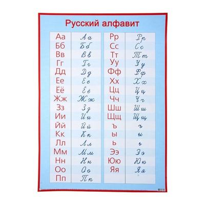 Плакат обучающий "Русский алфавит, прописные и печатные буквы", 50х69 см 1216743,  00304