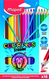 Карандаши  18 цв. MAPED ColorPeps Strong, повышенная прочность, пластиковые, диаметр грифеля 3,2 мм, в картонной коробке с подвесом, 862718