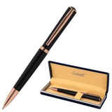 Ручка шариковая подарочная GALANT "PUNCTUM BLACK", синяя, узел 0,7 мм, корпус черный, детали розовое золото, [143514]