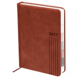 Ежедневник датированный 2027г, А5 176л. линия, BG "Vesper Index. Brown", твердый переплет,  коричневый, блок с индексной вырубкой, DdА5_68095