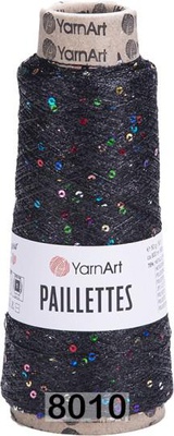 Пряжа YarnArt PAILLETTES  50г/800м (75% металлизированный полиэстер, 25% пайетки), черный 8010