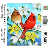 Картина по номерам 20х30см Птички в цветах QM958 (сложность***)