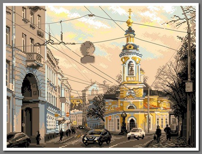 Канва с рисунком 37х49см Москва ул. Солянка Матренин Посад,  [1800]