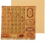Бумага для скрапбукинга "Винтажный алфавит", односторонняя, 29,5 х 29,5 см 160г/м2,  [1184394]