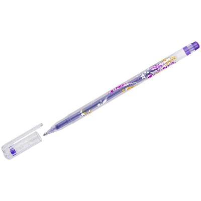 Ручка гелевая 1мм с блестками фиолетовая Crown "Glitter Metal Jell", [140907]