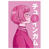 Точкабук 130*190 мм 48л. точка Аниме. Девушка с жевательной резинкой, 100гр/м2, твёрдый переплёт, матовая ламинация, выб.лак, [Б32-9810]