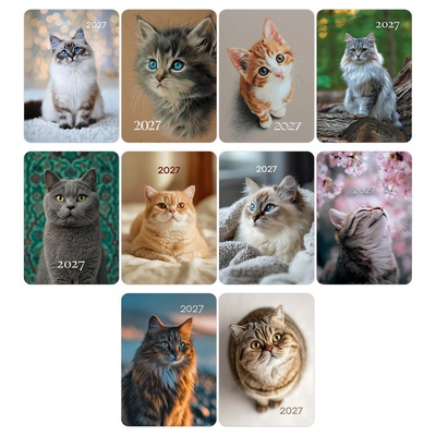 Календарь карманный  2027г., BG "Коты", ассорти, 65*95 мм, 391698