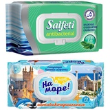 Салфетки влажные антибактериальные 72 шт.(200 х 150мм), SALFETI Antibacterial, крышка клапан, 48397