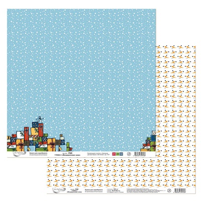 Бумага д/скрапб. Mr.Painter Мандариновая зима 3 190гр/м2 30,5х30,5см,  [PSR170504-3]