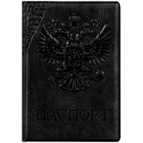 Oбложка для паспорта OfficeSpace "Герб", кожзам, черный, [311118]