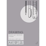 Папка для черчения А4, 15 л., Paper Art. Drawing, блок офсет 200 г/м2, папка с клапаном, мелованный картон, БЧ415352