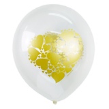 Шар воздушный М12/30см Поиск "Сердце золото", пастель+декорато, латексный, 6058517