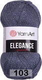 Пряжа YarnArt Elegance 50г/130м (88% хлопок, 12% металлик) 103 темно-серый