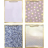 Пакет подарочный 18*23*8 см deVENTE."Elegant border", вертикальный, бумага 210 г/м², тиснение фольгой, ассорти 4 дизайна, 9041400