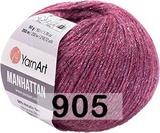 Пряжа YarnArt Manhattan 50г/200м ( 7% шерсть, 7% вискоза, 30% акрил, 56% металлик) 905 брусника