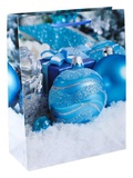 Пакет подарочный  22*31*10 "Голубые новогодние шарики", (МL), глянцевая ламинация, ПКП-6126