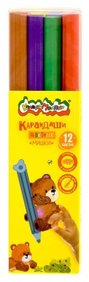 Карандаши  12 цв. Каляка-Маляка Jumbo Мишки, с точилкой, утолщенный грифель 4мм, 2/3 станд. длины, фигурная форма, пластик [КПКМ12-М]