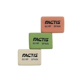 Ластик FACTIS мягкий из натурального каучука, размер 28,2х19,5х9,5 мм, цвета: розовый, белый, зеленый, E60RP