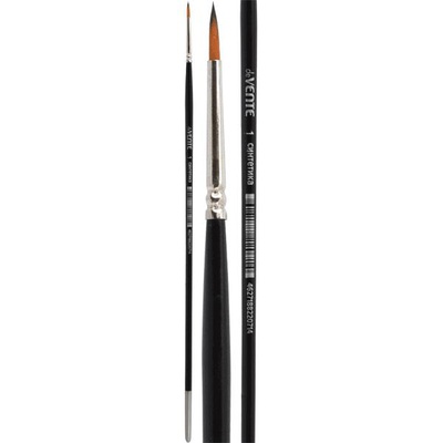 Кисть художественная синтетика №01, круглая, deVENTE. Art, удлиненная деревянная ручка с многослойным лакокрасочным покрытием, никелированная обойма, индивидуальная маркировка [8073003]