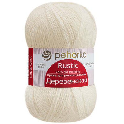 Пряжа ПЕХ Деревенская 100г/250м (100% полугрубая шерсть) 01 белый