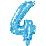 Шар воздушный фольгированный "Цифра 4, 32", цвет голубой, звезды [2769700]