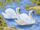 Канва с рисунком 28х37см Тундровые лебеди Матренин Посад,  [0559-1]