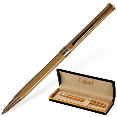 Ручка шариковая подарочная поворотная GALANT "Classic", 0,7мм, синяя, тонкий корпус, золотистый, золотистые детали [140527]
