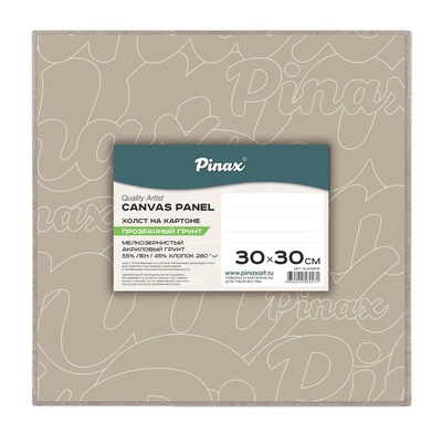 Холст на картоне прозрачный грунт Pinax 30х30см, 55% хлопок/45%лён, 280 г/м мелкое зерно, 16.3030TR