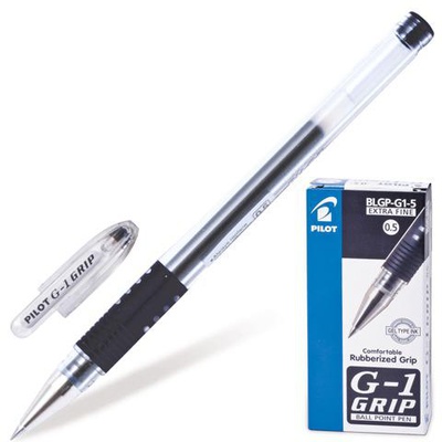 Ручка гелевая 0,5мм черная PILOT "G-1 GRIP" BLGP-G1-5, с резиновым грипом, [140197]