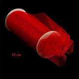 Фатин средней жесткости с глиттером 15.0см/1м №05 красный, 133928