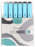 Набор маркеров на спиртовой основе Lorex grey simple. двусторонние, 6цв, пулевидный и скошенный, эргономичный трехгранный корпус, LXSMGR6-SP