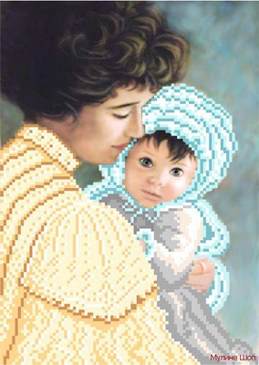 Канва/шелк (бисер) Забота 28х34см  Матренин Посад,  [4052]