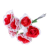 Букетик декор для творчества "Розы в кружевах" (букет=6 цв.) 11 см d=3см, МИКС   2778547