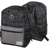 Рюкзак школьный "deVENTE" 40x30x14 см с 1-м отделением, 1-м передним карманом, с отделкой из искусственной кожи, черные рисунки на темно-сером 7033875