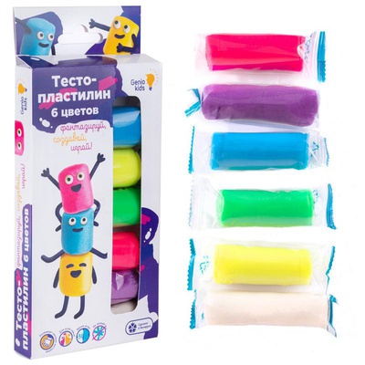Тесто-пластилин Genio Kids  6 цв.*32г , картонная коробка, европодвес, 1,5+  ТА1090